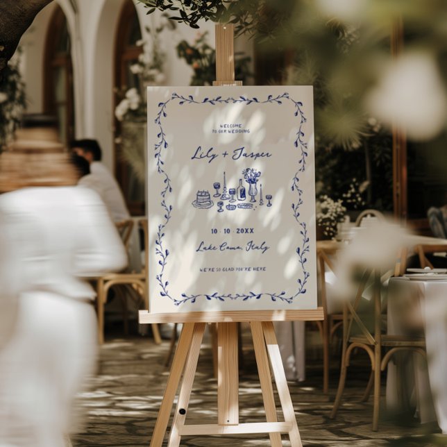 Blue Hand Drawn Wedding Welcome Foam Board (Creator Uploaded)