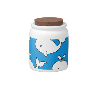 Blue Hand Drawn Whale Pattern Whale Cartoon Candy Jar