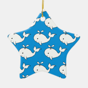 Blue Hand Drawn Whale Pattern Whale Cartoon Ceramic Ornament