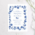 Blue Hand Drawn Whimsical Flower Border Wedding Invitation<br><div class="desc">Blue Hand Drawn Whimsical Flower Border Wedding Invitation</div>