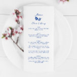 Blue Hand Drawn Whimsical Flower Wedding Menu<br><div class="desc">Blue Hand Drawn Whimsical Flower Wedding Menu</div>