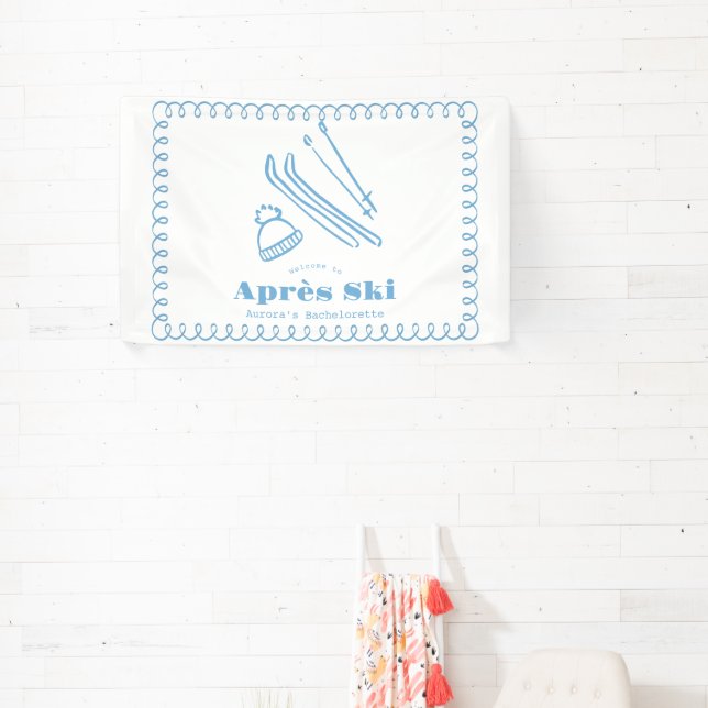 Blue Hand-Drawn Winter Après Ski Bachelorette Banner (Insitu)