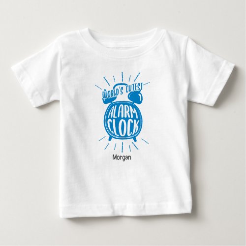 Blue Hand_drawn Worlds Cutest Alarm Clock Baby T_Shirt