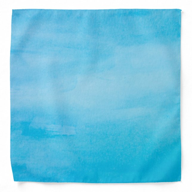 Blue Hand Painted Watercolor Bandana (Front)