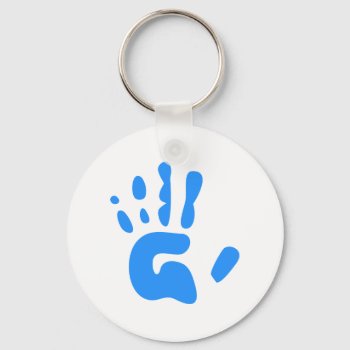 Blue Hand Print Keychain by prawny at Zazzle