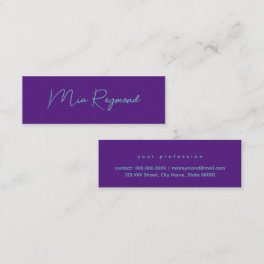 Blue Hand Sketched Name Purple Mini Business Card