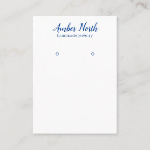 Blue Hand Written Calligraphy Earring Display Business Card