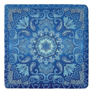 Blue Handkerchief Design Marble Country Trivet