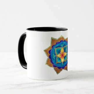 Blue handpainted mandala art Ringer Combo Mug
