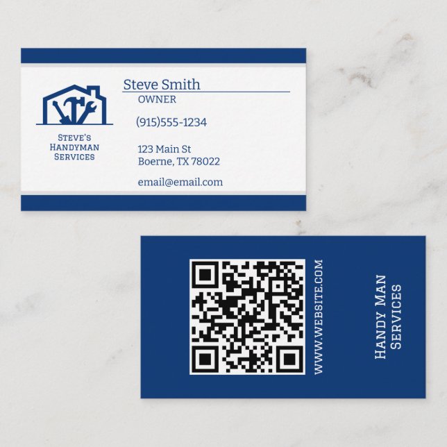 Blue Handyman Repair Business Card (Front/Back)