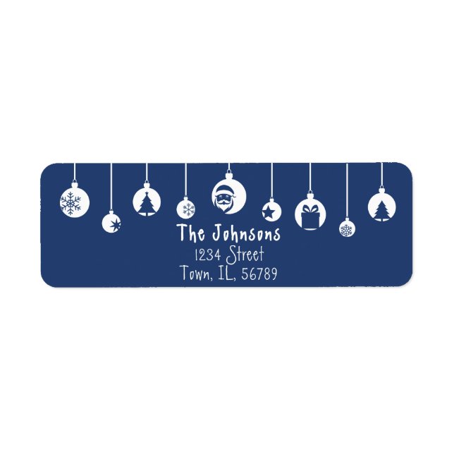Blue Hanging Ornament Return Address Label (Front)
