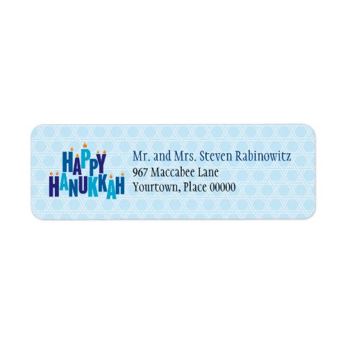 Blue Hanukkah Candle Lights Return Address Label