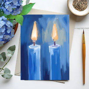 Blue Hanukkah Candles Holiday Card