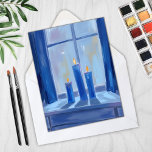 Blue Hanukkah Candles Watercolor Holiday Card<br><div class="desc">Blue Hanukkah Candles Watercolor Holiday Card</div>