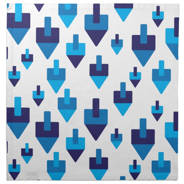 Blue Hanukkah dreidles pattern Cloth Napkin (Front)