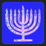 Blue Hanukkah Menorah 4Ruth Square Sticker<br><div class="desc">You will love decorating your gifts with our menorah stickers!</div>
