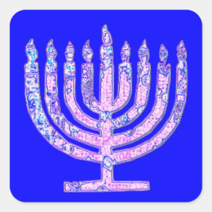 Blue Hanukkah Menorah 4Ruth Square Sticker