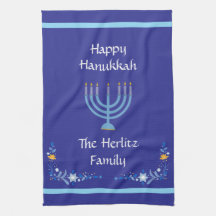 Blue HANUKKAH Menorah Customize NAME