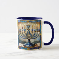 Blue Hanukkah Menorah