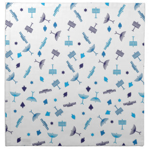 Blue Hanukkah symbols pattern Cloth Napkin