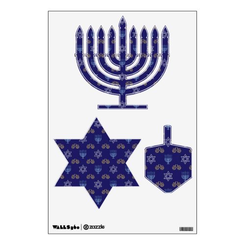 Blue Hanukkah Wall Decals | Menorah, Star of David