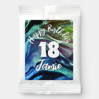 Blue Happy 18th Birthday & Personalized Name Hot Chocolate Drink Mix
