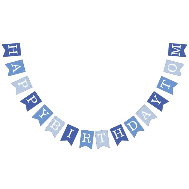Blue Happy Birthday 3 Letter Name Boy Man Tom  Bunting Flags (All)