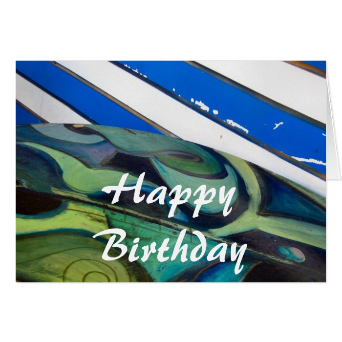 Blue Happy Birthday abstract Greeting Card