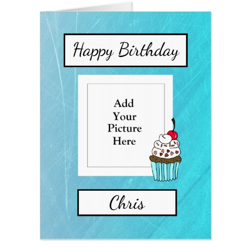 Blue Happy Birthday Add Your Photo Huge Card