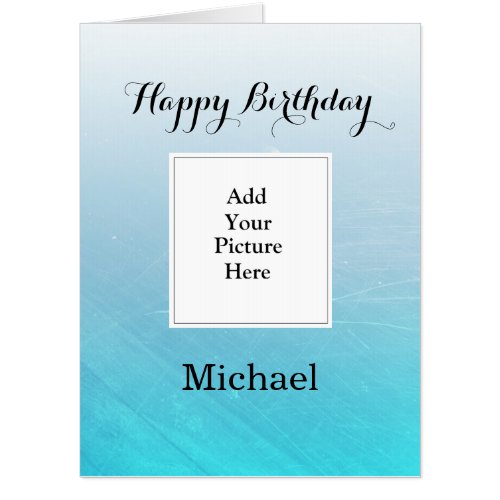 Blue Happy Birthday Add Your Photo Jumbo Card