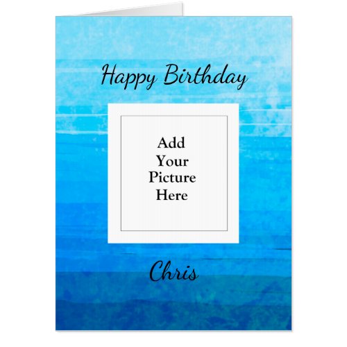 Blue Happy Birthday Add Your Photo Jumbo Card
