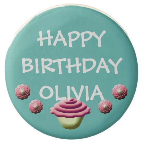Blue Happy Birthday Cupcake Design Chocolate Covered Oreo