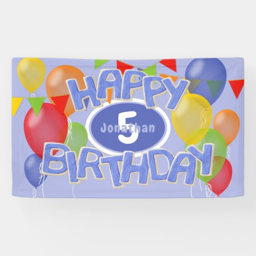 blue happy birthday cutout cookies balloons banner