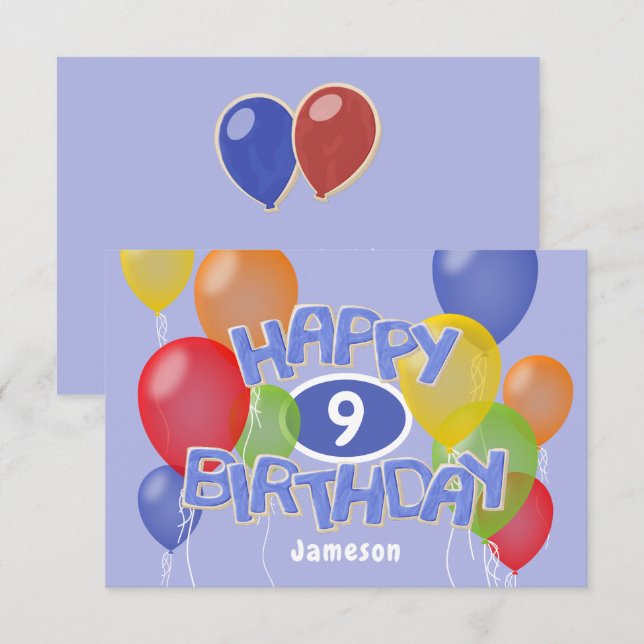 blue happy birthday cutout cookies w balloons card (Front/Back)