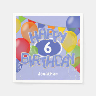 blue happy birthday cutout cookies w balloons napkins