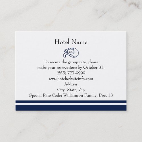 Blue Happy Cat Hotel Reservations Business Card
