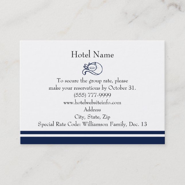 Blue Happy Cat Hotel Reservations Business Card (Front)