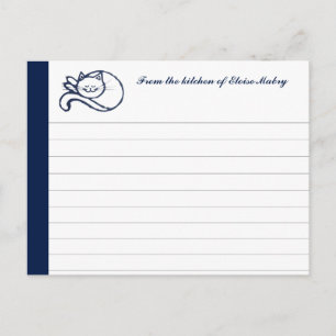 Blue Happy Cat Personalized Recipe Cards