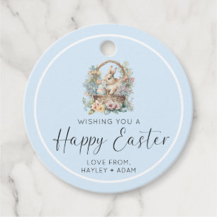 Blue Happy Easter Bunny Favor Tags