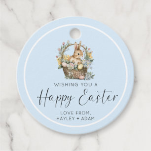Blue Happy Easter Bunny Favor Tags