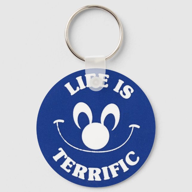 Blue Happy Face Keychain (Front)