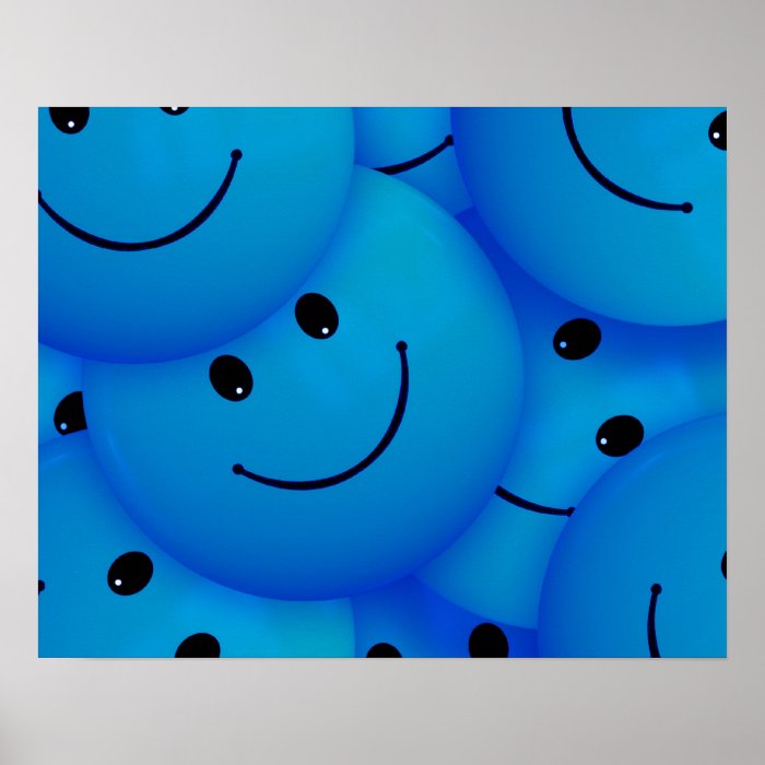 Blue Happy Face Poster Print