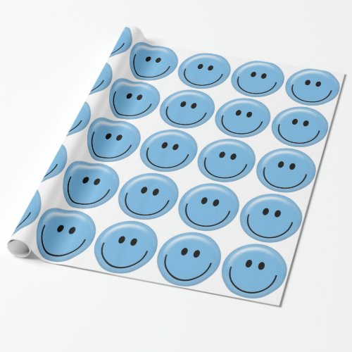 Blue happy face wrapping paper