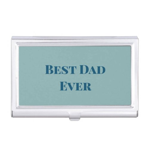 Blue happy fathers day best Dad ever add text nam Business Card Case