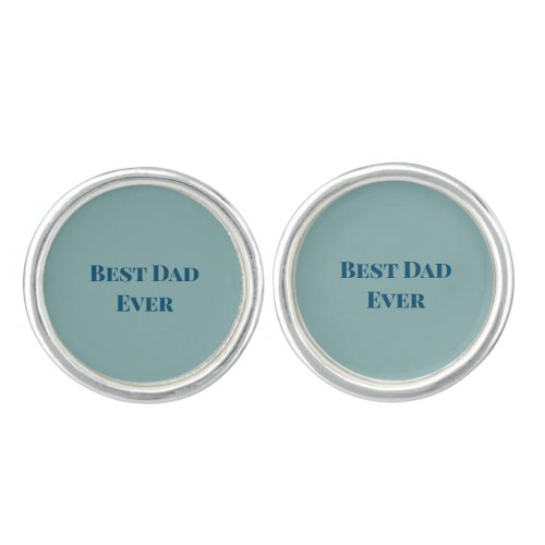 Blue happy fathers day best Dad ever add text nam Cufflinks