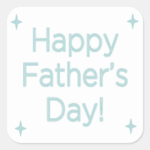Blue happy father's day words on square sticker