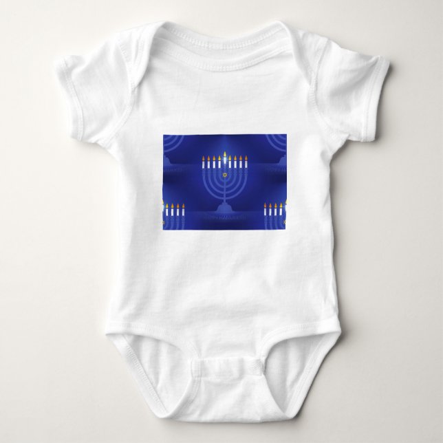 blue happy hanukkah baby bodysuit (Front)