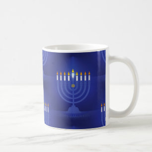 blue happy hanukkah coffee mug