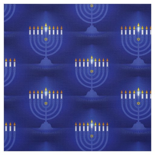 blue happy hanukkah fabric