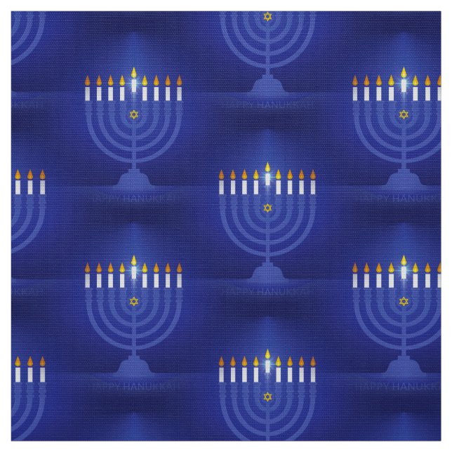 blue happy hanukkah fabric (Swatch)